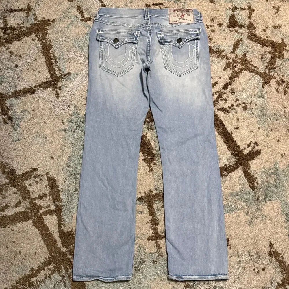 True Religion Mens Ricky Relaxed Straight Rope Stitch Jeans Size 32x33 Baggy